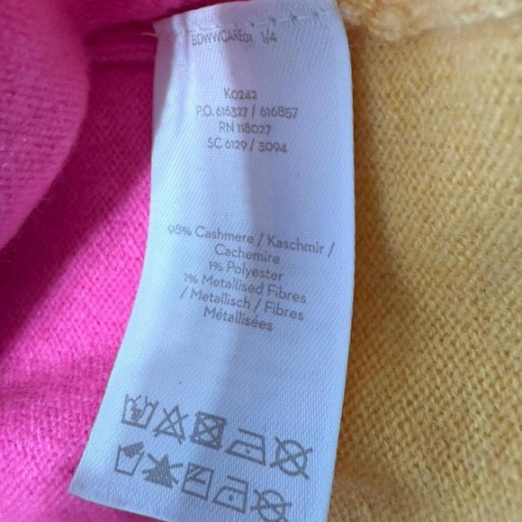 Boden Cashmere Blend Rainbow Stripe Sweater | Pink Green Yellow XL - Picture 8 of 8
